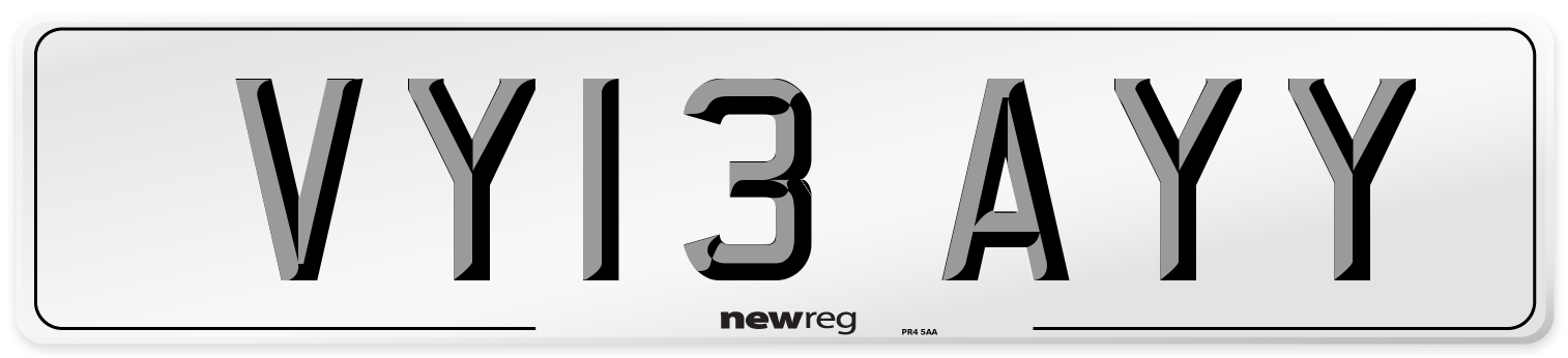 VY13 AYY Number Plate from New Reg